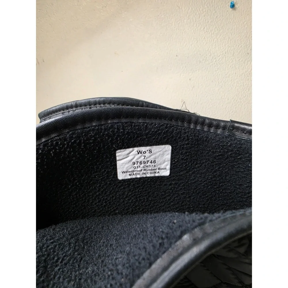 Sperry Top-Sider Womens Black Quilted Tall Waterproof Rain Boots 7